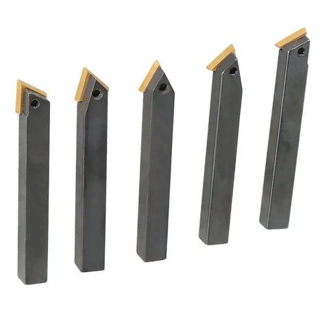 Five Piece One Quarter Inch Shank Indexable Lathe Tool Holder Set With Carbide Inserts For Finishing Inner Hole Turning Reaming And Boring On CNC Lathes Positive Rake Cutting Edge And Seven Degree Main Cutting Edge Pro Grade