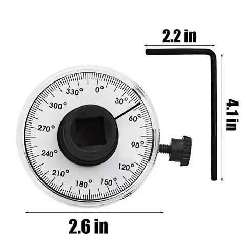 Top view of Precision Torque Angle Gauge with 360 Degree Rotation Scale for Automotive Applications, 1/2 Inch Drive