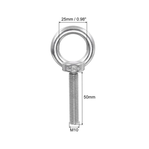2 Pack M10 X 50mm Lifting Shoulder Eye Bolt Kit Stainless Steel 304 Heavy-Duty Threaded Eyebolts With Nuts And Washers For Hanging Hammocks Outdoors