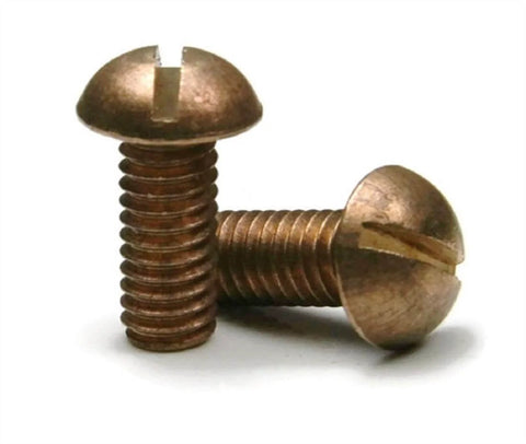 Slotted Round Head Machine Screws Size 6-32 X 1 Inch Silicon Bronze Alloy, Corrosion Resistant Fasteners For Marine And Outdoor Go-To Projects