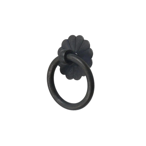 4 Pcs Vintage Style Brass Cabinet Pulls With Screws Black Flower Shape Drawer Ring Knobs For Dresser Hardware 40mm Diameter