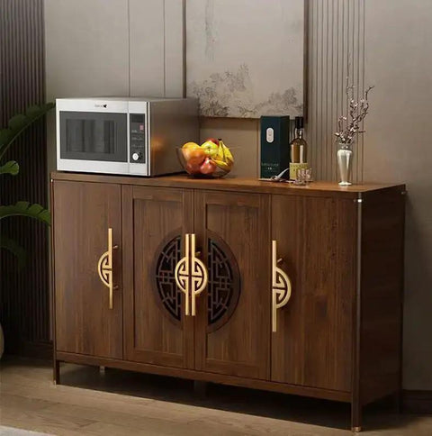 Top Notch Vintage Brass Cabinet Pulls Set Semi Circular Gold Dresser Handles on wooden cabinet in kitchen setting