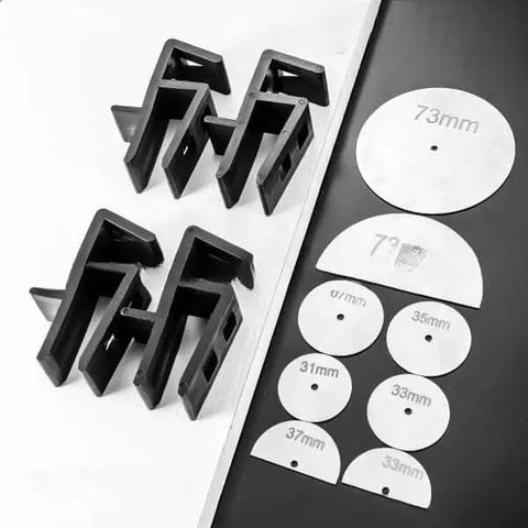 Adjustable Carpentry Jig System For Pro Grade Precision In Wall Scribing And Toe Kick Cuts For Cabinets And Furniture Installations, 3 Piece Set With Marking Discs