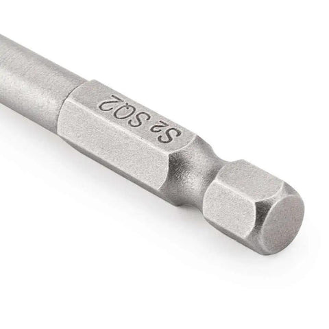 Close-up view of Long Magnetic Square Drive Screwdriver Bit Set, 1/4 Inch Hex Shank, 6 Inch Length, S2 steel, strong magnetic hold.