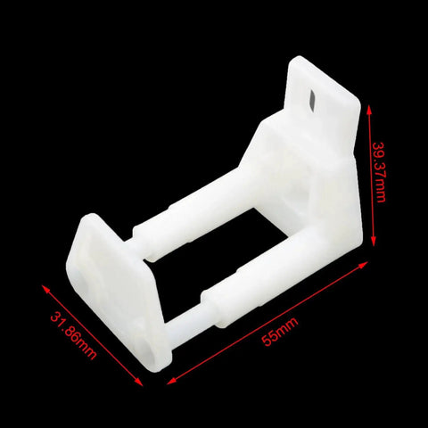 Two Sets Adjustable Wall Mounted Floor Tracks Anti Sway Devices for Sliding Barn Doors Closets and Wardrobe Doors Prevents Door Swing Outward Durable Plastic Construction No Drill Floor Installation Smooth Quiet Operation And Long Lasting Support shown in close-up view with dimensions