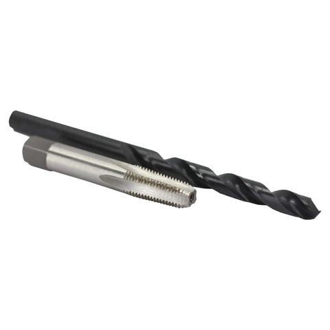 1/8 In NPT Pipe Tap And R HSS Drill Bit Set In Carbon Steel, Black Oxide Finish, POU Series for rethreading damaged pipe threads