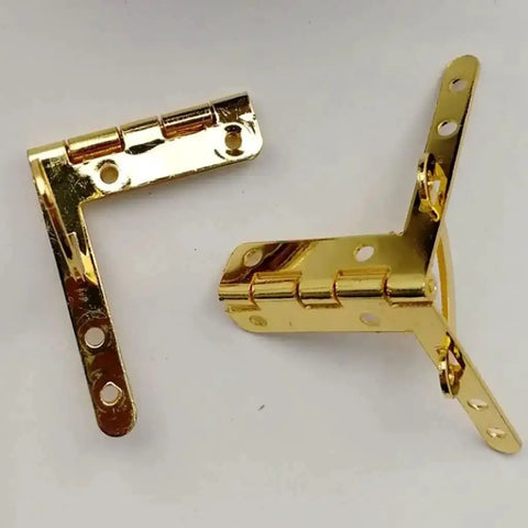 Golden Hinge For Wooden Boxes And Small Cabinets Chrome Plated Gold Box Gear For DIY Projects, shown with metal finish.