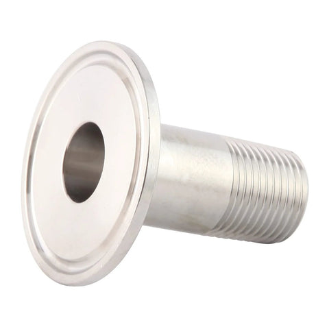 Metaland 1.5 in tri-clamp to 3/4 in NPT male stainless sanitary adapter, ferrule OD 50.5 mm