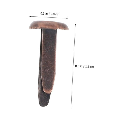 Close-up of a single brown metal fastener from the 50 Pack Miniature Metal Fasteners and Close Pins for Scrapbooking Card Making