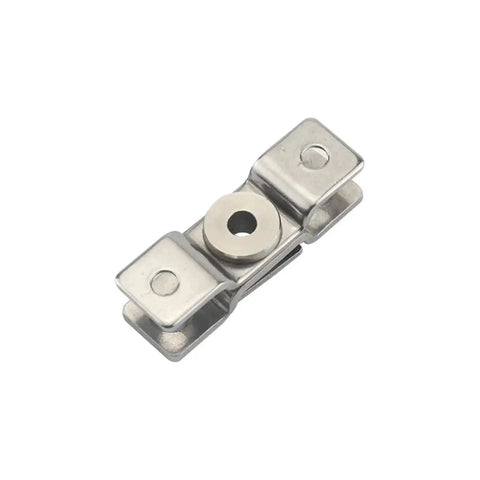 Stainless steel damping torque hinge for equipment and instruments, close-up view
