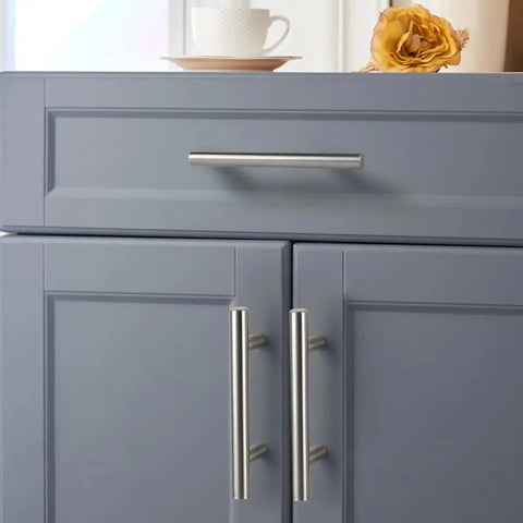25 Pack Solid Stainless Steel Brushed Nickel Kitchen Cabinet Handles In Modern Euro Style T Bar Pulls on gray cabinets