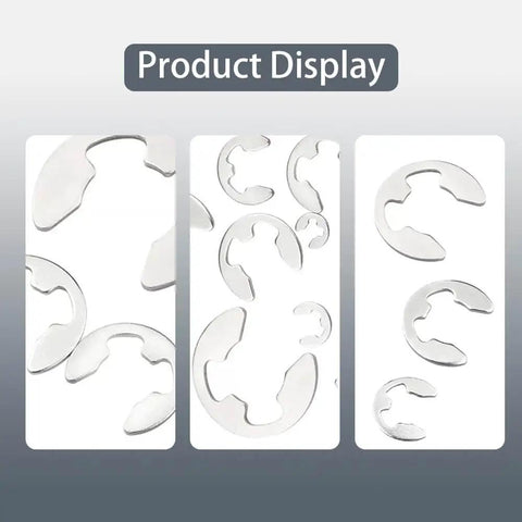 External Retaining Rings Set 120 Pcs Stainless Steel 304 E Clips Circlips Snap Rings Assortment Kit With 10 Sizes for Bearings