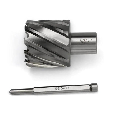 Annular Cutter For Magnetic Drill Press Kit 1-5/8 Inch Diameter 3/4 Weldon Shank HSS Slugger Bit With Pilot Pin Includes Plastic Case