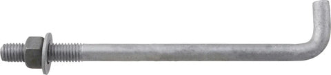 5/8 By 12 Inch L Shaped Anchor Bolt For Standard Buildings Attaches Structures To Concrete Includes Nut And Washer 10 Pack With Male Threads