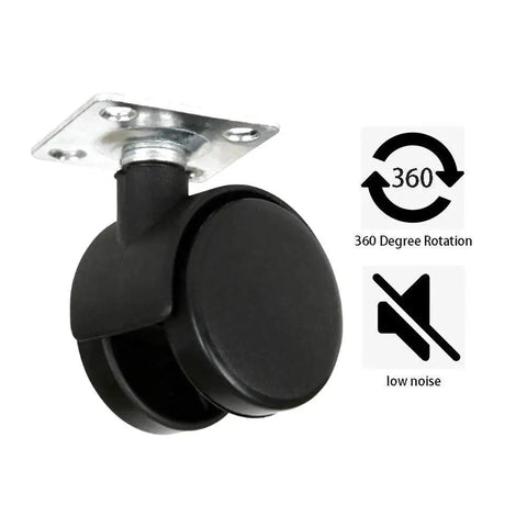 Plastic 1.5 Inch Swivel Caster Wheels Set Of 4 With 16 Screws For Appliances Furniture File Cabinets And Workbenches Smooth Quiet Rolling Durable Nylon Wheel On Sturdy Metal Base Heavy Duty Replacement For Home And Office Mobility, showing a single black caster wheel.