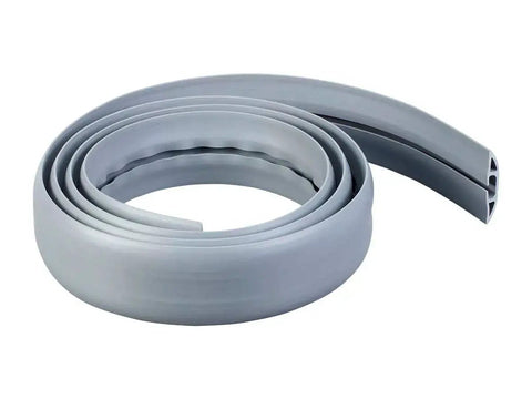 Flexible Rubber Cable Cover For Hiding Cords On Floors Or Counters, 10 Feet, Gray, Low Profile, displayed coiled, easy to install.
