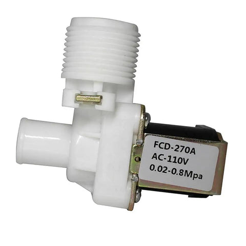Three Quarters Inch Water Inlet Solenoid Valve AC 110V Normally Closed Right Angle Thread Plastic Body for Appliances