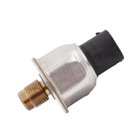 Close-up of brake fluid pressure sensor with brass threaded end and black connector.