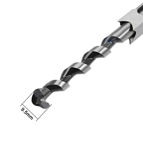 Square Hole Drill Bit For Woodworking One Half Inch Slotting Flute Diameter 75mm Cutting Depth 205mm Total Length Hollow Chisel Mortise Bit Two Pack High Carbon Steel For Power Tools close-up view