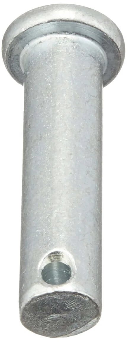 Seven Sixteenth Inch Diameter Steel Heavy Duty Clevis Pins With One And Three Quarter Inch Length Zinc Plated Finish Single Hole For Quick Pins And Fasteners Pack Of Six For Farm Shop Auto And Industrial Projects, showing front view.