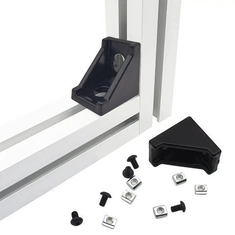 Aluminum Extrusion Corner Brackets Kit For 20S Rails 20x28x28mm L Shaped Brackets With 40 M5 T Slot Nuts And M5x8mm Hex Bolts