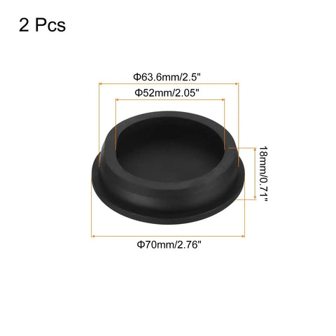 High Temp Silicone T Shaped Stopper Plug For Coating And Plating Waterproof Sealing Hole Plugs For Powder Coating Painting Anodizing Media Blasting Pipe Holes Test Tubes Black Pack Of 2 OD 70mm dimensions shown