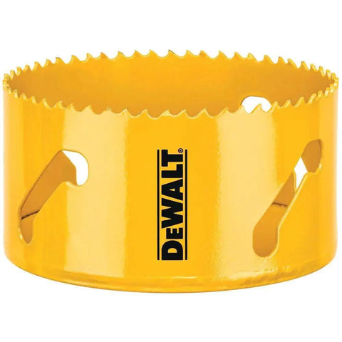 4 Inch Hole Saw With Bi Metal Teeth For Metal And Pipe Cutting 102mm Longer Life Up To 50 Percent Fast Plug Ejection Large Slot Easy Plug Removal And Versatile Drilling Performance DAH180064 By Dewalt