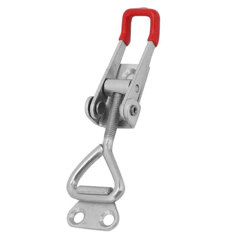 Two-Piece Quick Release Toggle Clamp Set 12130, front view of vertical hold-down clamp with 500 lbs holding capacity in carbon steel.