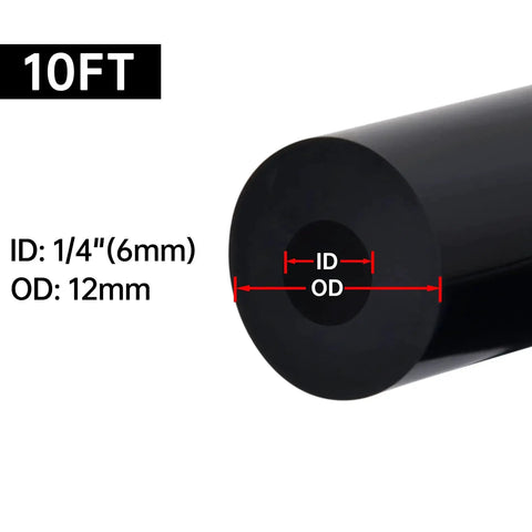 Silicone Vacuum Tubing Hose For Car Buffs And DIYers One Quarter Inch ID 6mm Black 10 Ft Long FDA Food Grade High Temp Section View