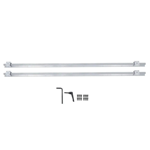 Two 1500mm SBR20 Linear Guide Rails With Four SBR20UU Slide Blocks Kit shown with installation tools