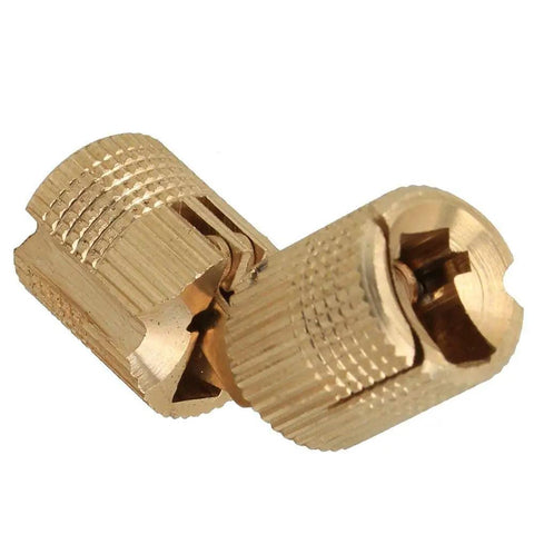 Copper Hidden Barrel Hinges 14mm Set, Concealed 4 Pack for Wooden Doors and Cabinet Doors, detailed view of hinge mechanism.