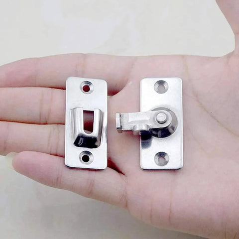 Holding Door Hasp Latch 90 Degree Stainless Steel Safety Angle for Sliding Barn Doors, Satin Nickel Rust Resistant, 304 Steel