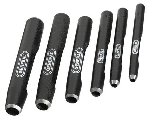 Six Piece Hollow Steel Punch Set From Three Sixteenths Inch To Half Inch With Roll Pouch Perfect For Leather Rubber Gasket Material
