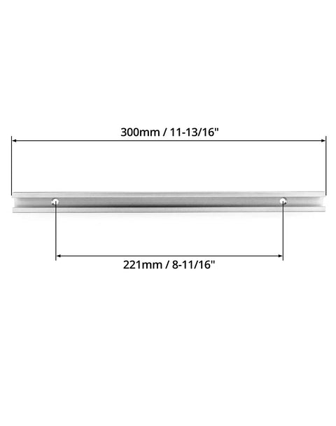 12 Inch Aluminum T Track Two Pack With Predrilled Holes And Screws For DIY Woodworking, side view with measurements