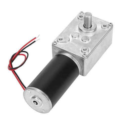 DC 12V Gear Motor With 50 RPM Output, High Torque Reduction Electric Motor, Reversible Gearbox, 8mm Shaft, Side View