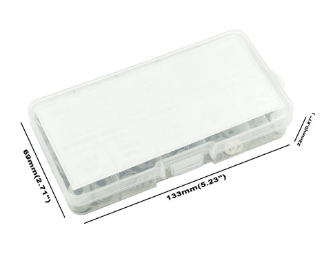 MCMASKE stainless SAE flat washers assortment kit in plastic case, 360 pcs, sizes #2 to 7/16 in