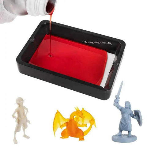 Pouring resin into Beefy Aluminum Resin Vat With Preinstalled FEP Film And Steel Ring Rugged Metal Frame Tank For 3D Printing