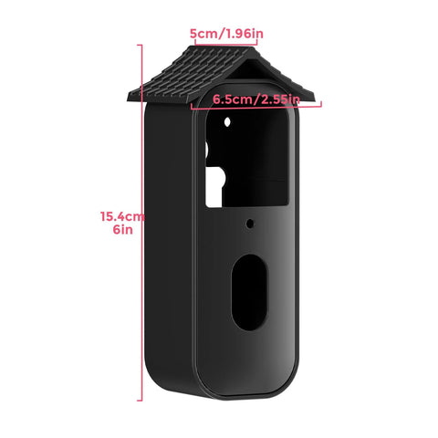 Front view of No Drill Doorbell Mount For Blink Video Doorbell 2Nd Gen Renter Friendly Tool Free Easy Installation Doorbell Not Included Black Security Mount For Apartments with dimensions