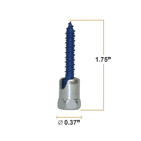 Sammys 20 Three Eighths Inch Screw Swivel Threaded Rod Anchor For Wood That Installs At 45 Degrees Off Vertical With Blue Climaseal No Pre-Drilling Required Self-Tapping Screws Pack Of 100 Heavy-Duty Fastening showing screw dimensions