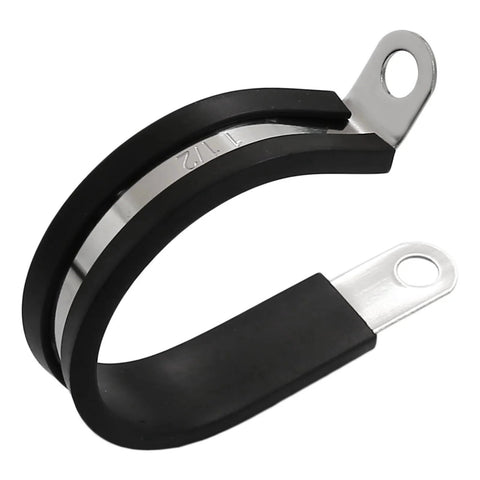 12 Pack One And A Half Inch Cable Clamps With Rubber Cushioned Insulation And 304 Stainless Steel Construction For Securely Mounting Pipes And Hoses Durable Wire Clamps For RV Automotive Marine And Industrial Use 38.1 mm