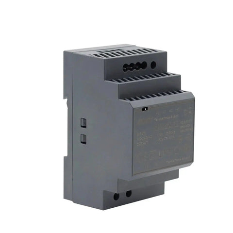 Side view of Ultra Slim 60W DIN Rail Power Supply 100-240V AC In, Pro Grade 5V 12V 24V 48V Outputs, High Efficiency Switching Mode