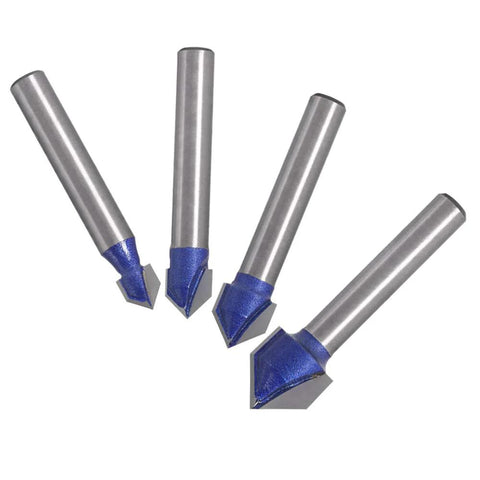 Pro Grade 1/4-Inch Shank 90 Degree V Groove Router Bit Set For CNC Engraving and Sign Making By Yakamoz with tungsten carbide tips