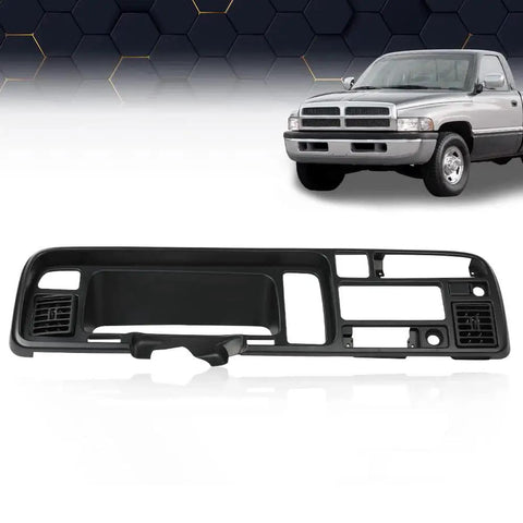 Dodge Ram 1994 1997 Radio Trim Panel Surround Dash Bezel Black displayed with truck background