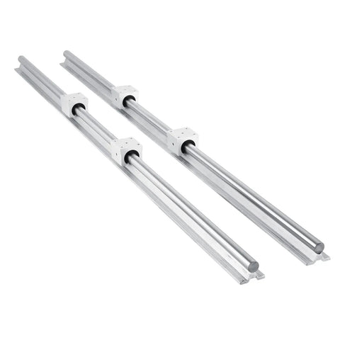 Heavy Duty Linear Rail Kit SBR20 1200mm With Four SBR20UU Bearing Blocks for DIY CNC Routers, showing two steel rails with blocks