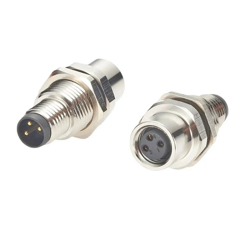 A Code 3 Pin M8 Bulkhead Connector, 3 Pin Male To Female, IP67 Shielded Circular Panel Mount Socket Receptacle For Control Cabinet IO System Automation