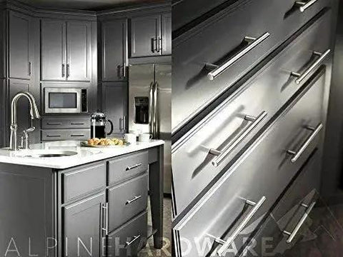 Premium Solid Stainless Steel Euro Style Bar Pulls in kitchen, 25 Pack, 3.75 Inch Hole Center, 6 1/8 Inch Length, Polished Chrome Finish