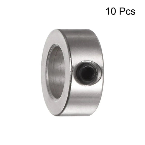 10 Piece Set Screw Shaft Collars Kit With 7.05mm Bore, 12mm Outer Diameter, 5mm Thickness, Nickel Plated Carbon Steel, Heavy Duty High Strength Locking