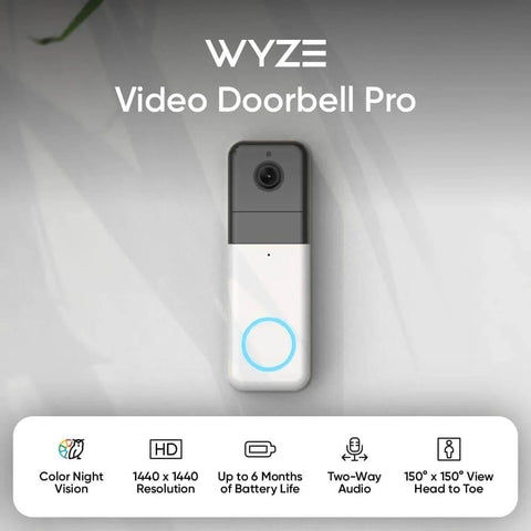 Front view of Wireless Video Doorbell Pro With 1440 HD Video, Night Vision, 2-Way Audio, and One-To-One Head-To-Toe View