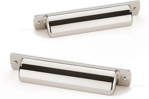10 Pack 2-1/2 Inch Polished Nickel Drawer Pulls Cabinet Cup Pulls Kitchen Hardware Bin Cup Drawer Pulls Drawer Handles Knobs
