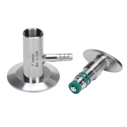 DERNORD stainless steel sanitary sample valve kit, 2-inch tri-clamp ferrule, 64mm OD, elliptic handle (2 pcs)